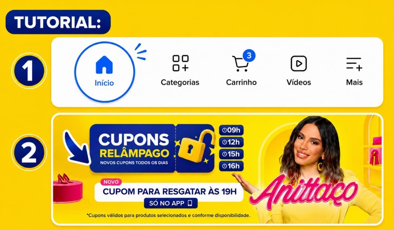 2️⃣ Procure o banner e resgate os cupons