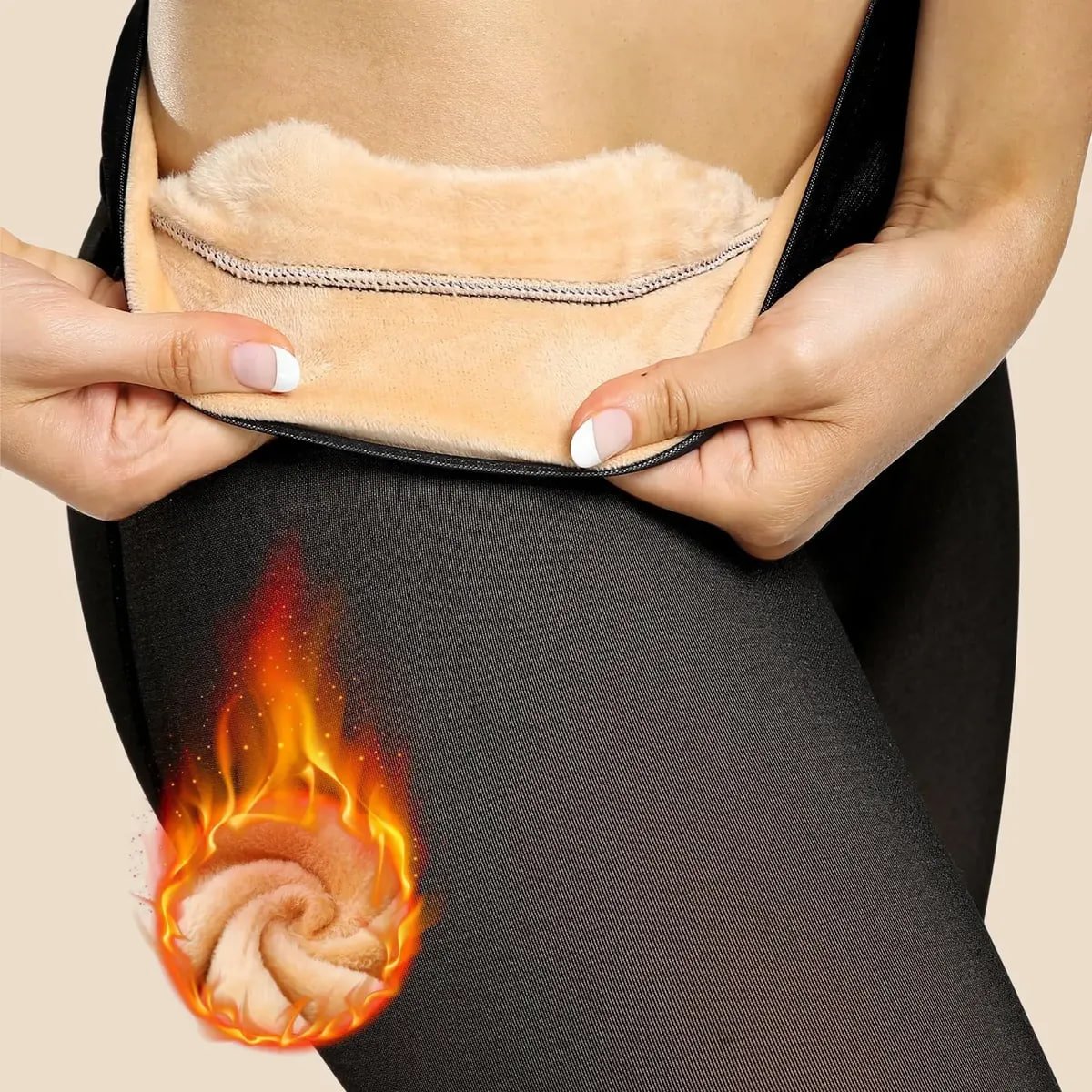 ✅ Meia Calça De Lã Térmica Translúcida Forrada
