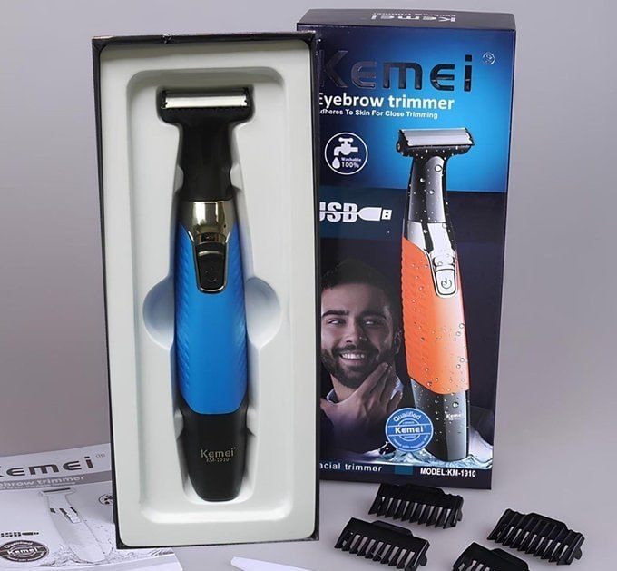 🪒 Barbeador Elétrico Prova D'água Kemei Azul