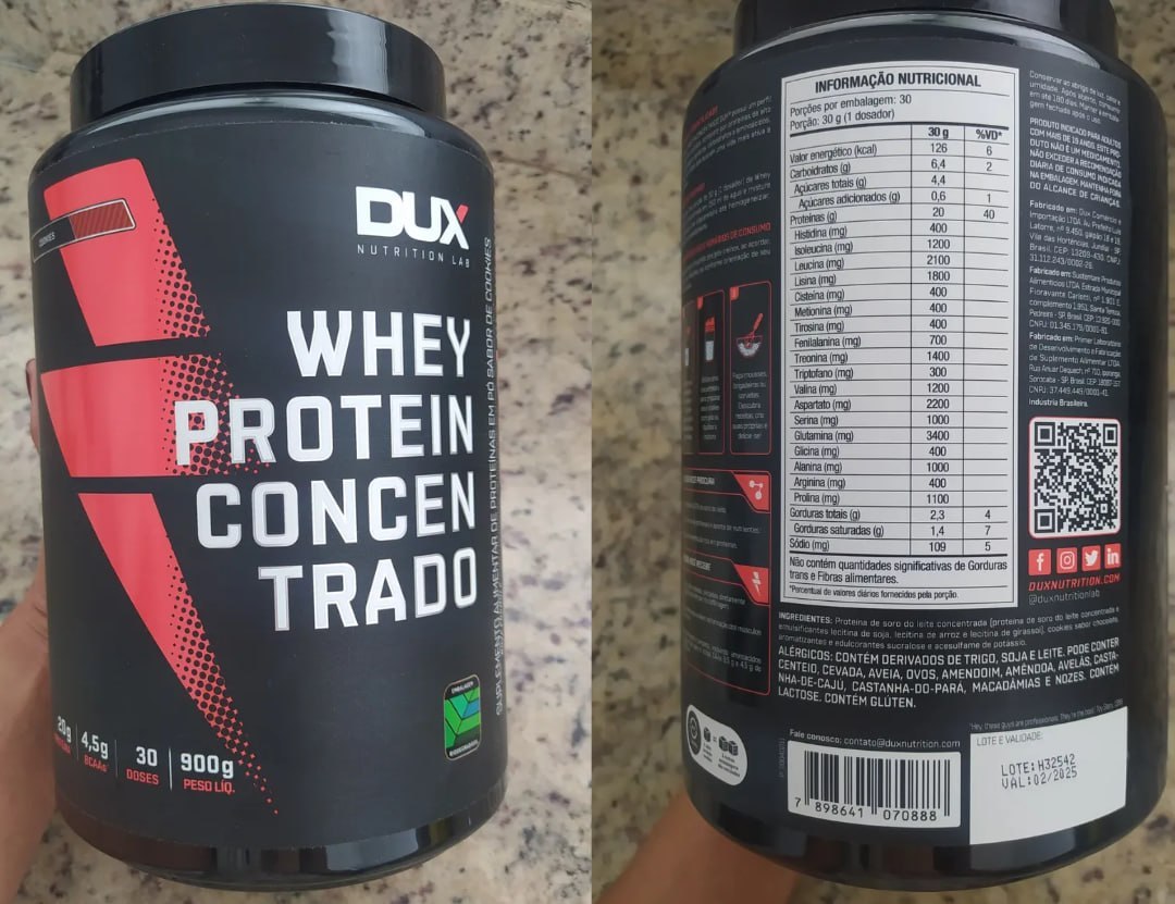 💪 Whey Protein Concentrado Dux Nutrition Pote 900g Sabor Baunilha