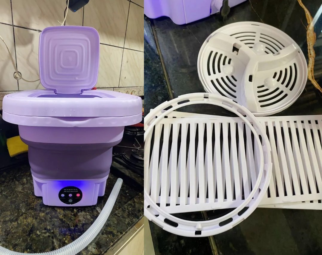 💧 Mini Máquina de Lavar Roupa 11L Dobrável Bivolt - Cor Aleatória