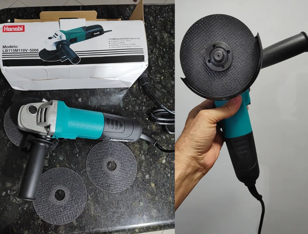 ✅ Esmerilhadeira Lixadeira Angular 880w 115mm Hanabi 220V