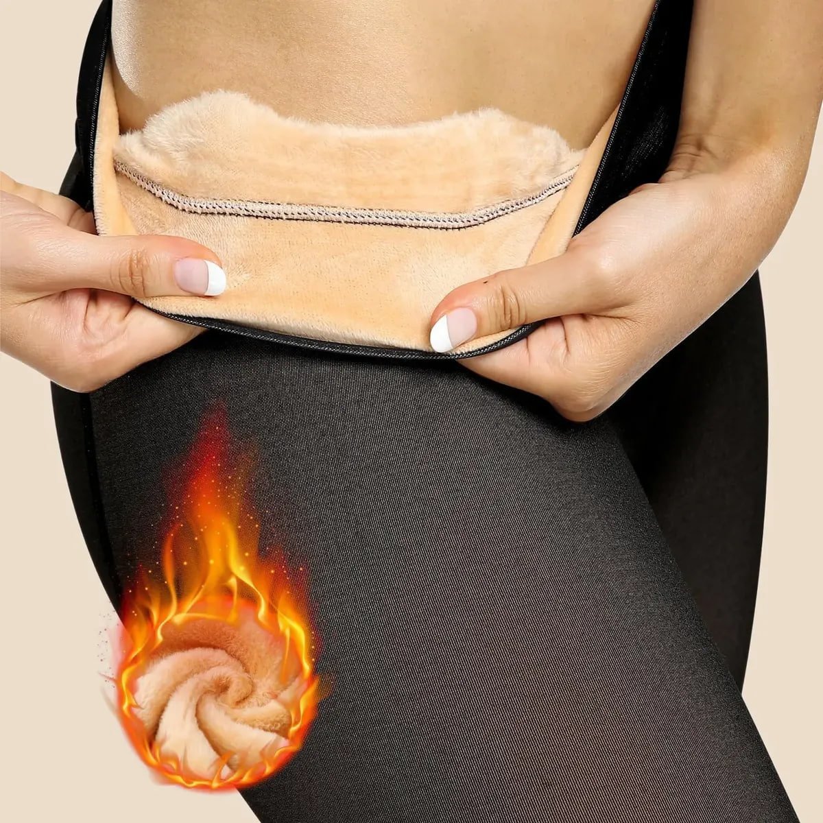 ✅ Meia Calça De Lã Térmica Translúcida Forrada