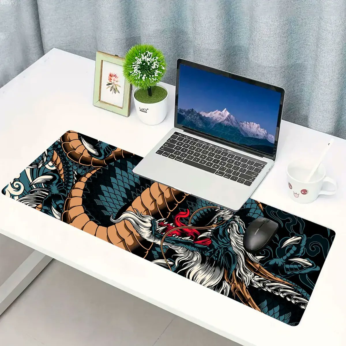 ✅ Mouse Pad Gamer Speed Extra Grande 60x30 - Dragão Azul