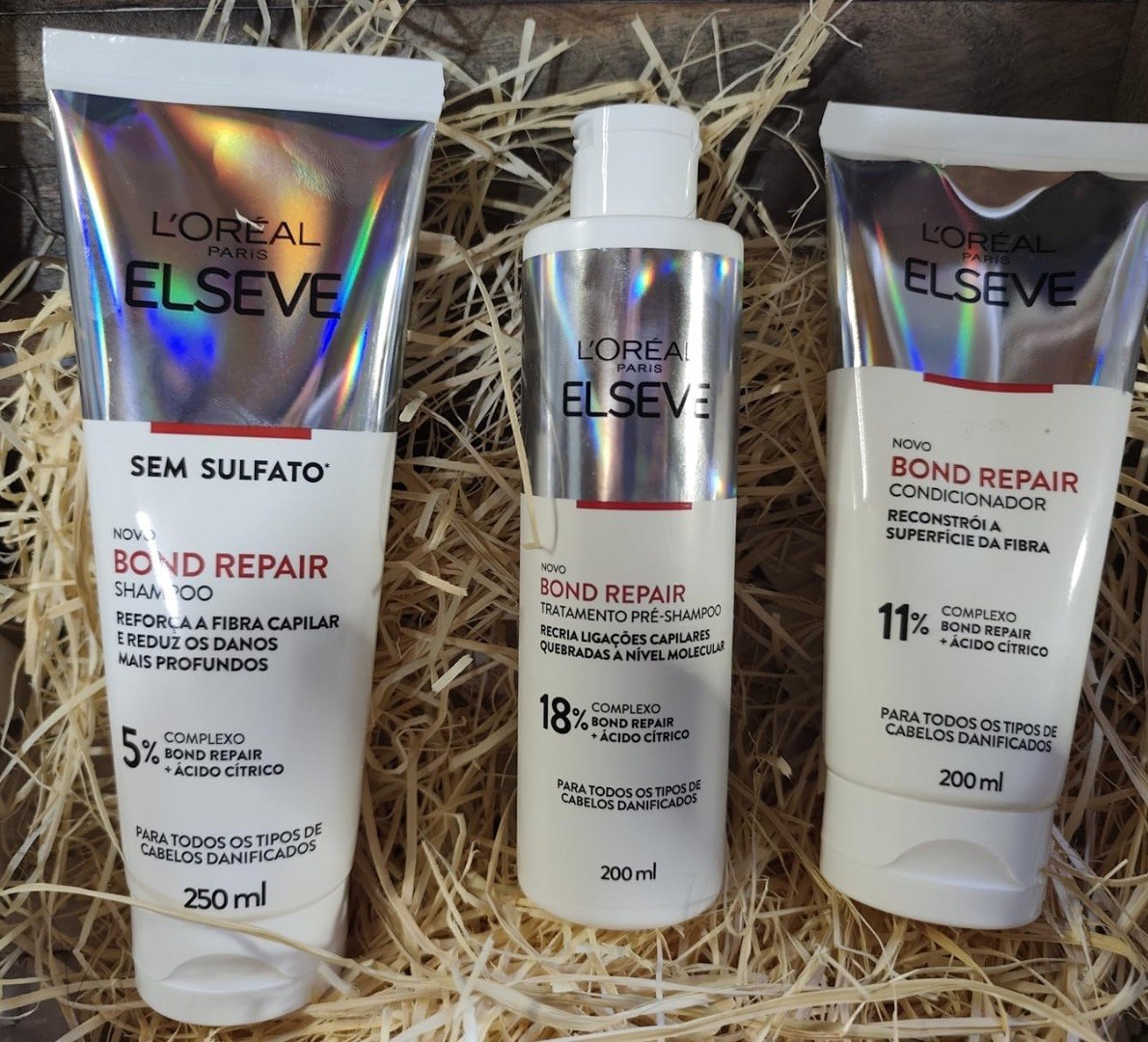 🚿L'Oréal Paris Elseve Bond Repair Kit Reparação Molecular (Shampoo + Condicionador + Sachê Pré...