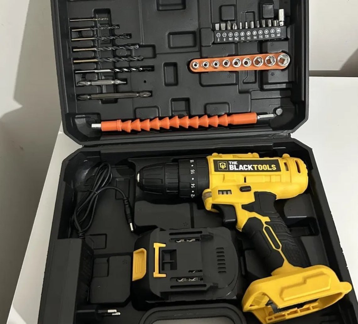 🧰 Furadeira e Parafusadeira de Impacto 21v 3/8 com Maleta e Acessórios - The Black Tools