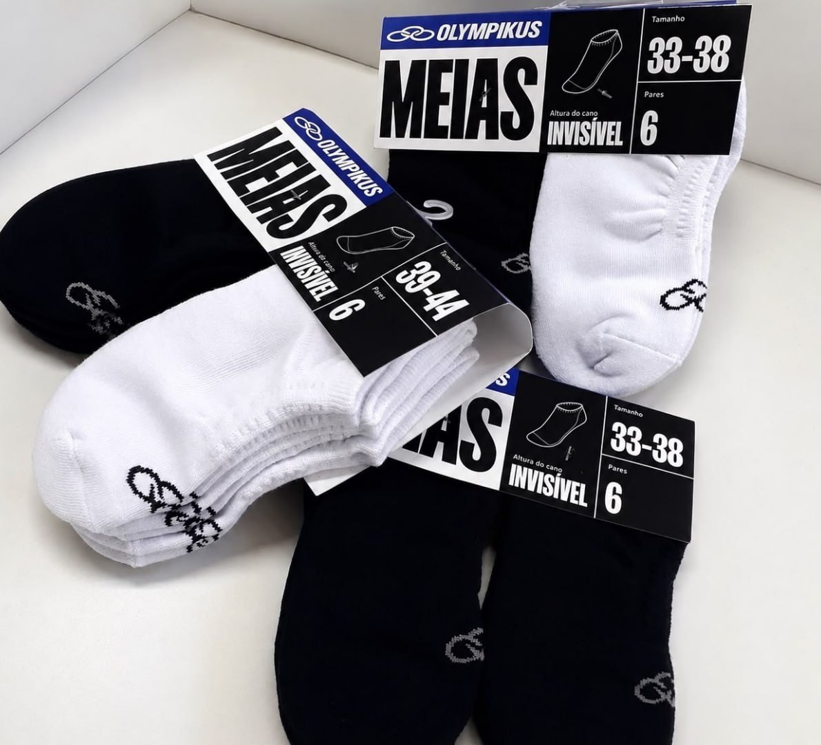 🧦 Kit 6 Pares Meia Invisível Olympikus