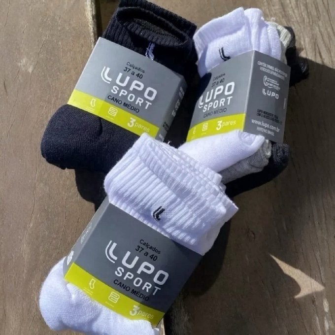 🧦 Kit 6 Pares Meias Lupo Cano Médio