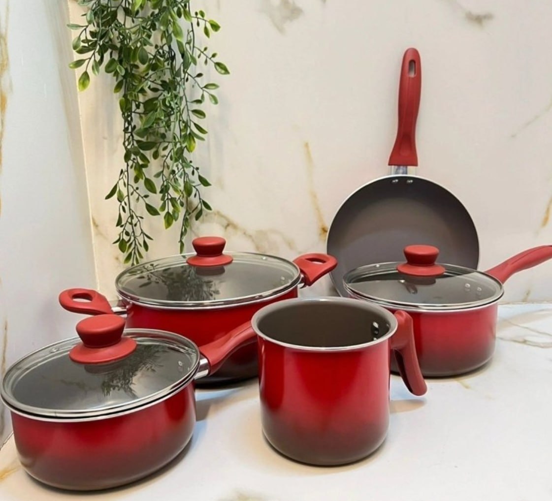 🥘 Conjunto De Panelas Ceramic Life Easy Brinox Vermelho 5 Peças