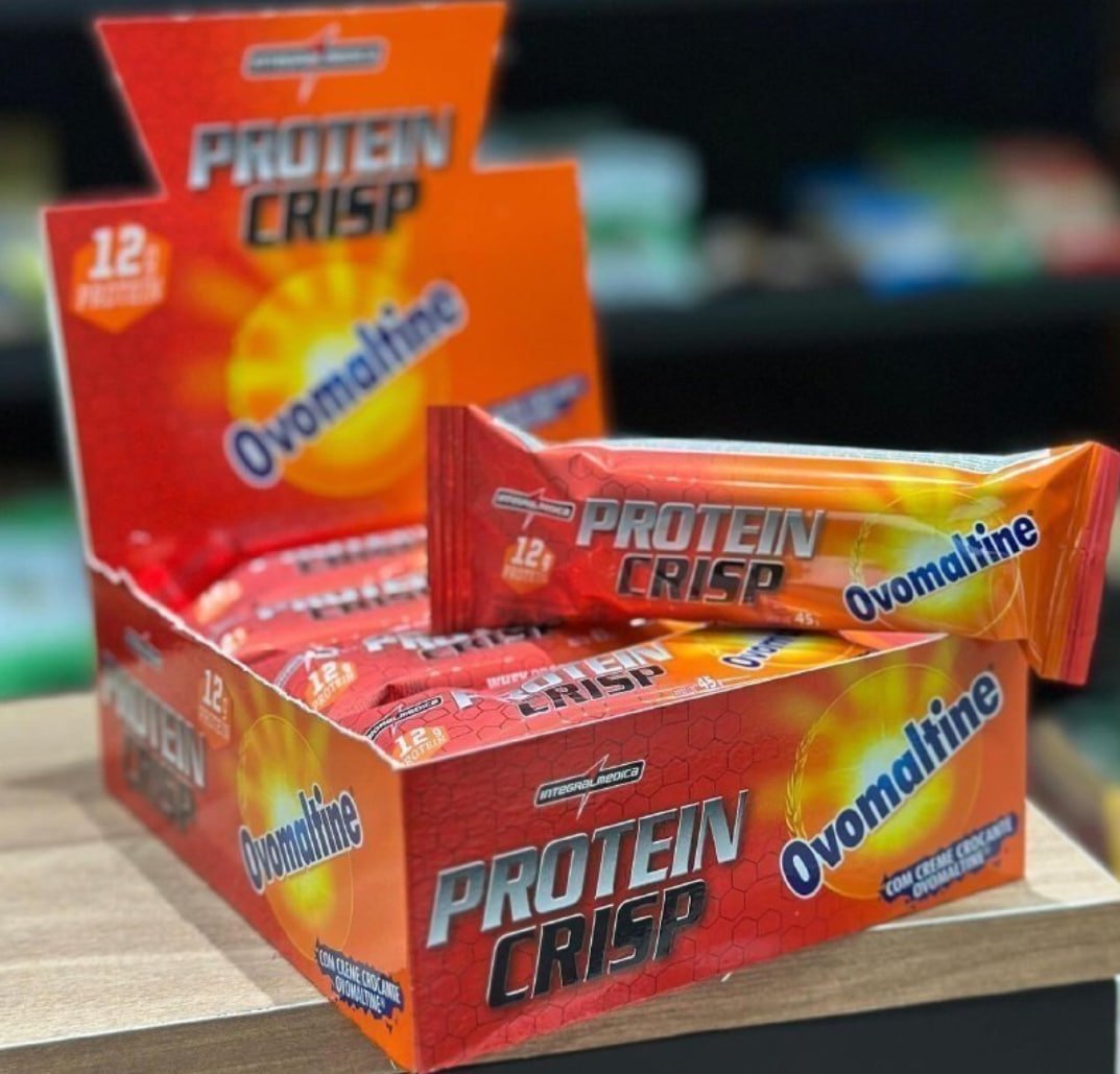 💪 Barra de Proteína Integralmedica Crisp Bar 45g Ovomaltine - 12 unidades