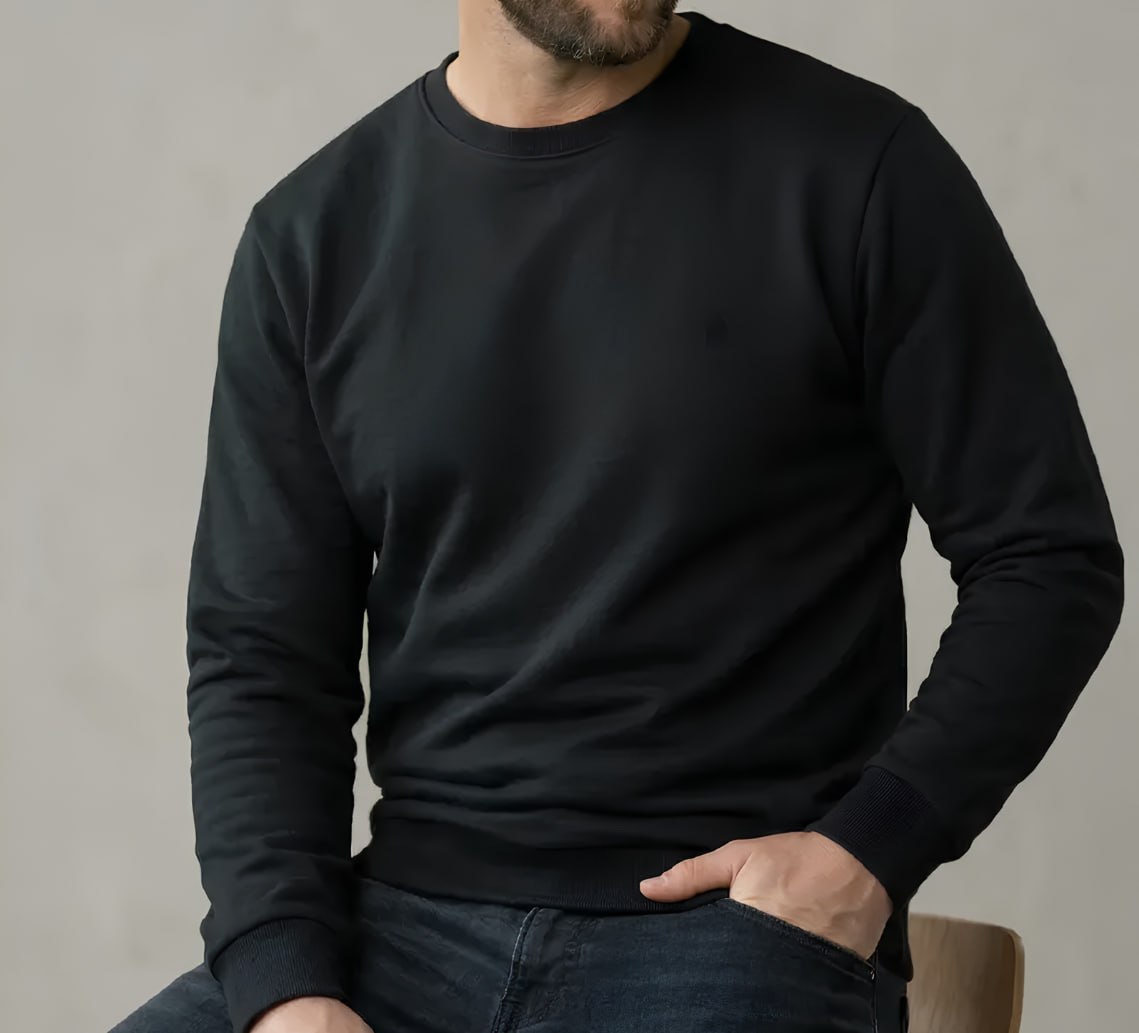 🧥 Moletom Leve Gola Careca Polo Wear Preto
