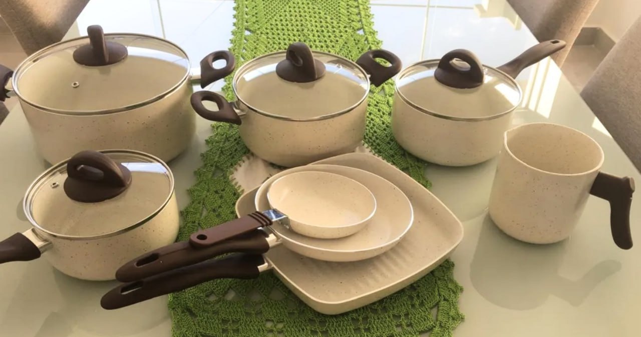 🍳 Conjunto de Panelas 8 Peças Ceramic Life Smart Plus Vanilla Brinox