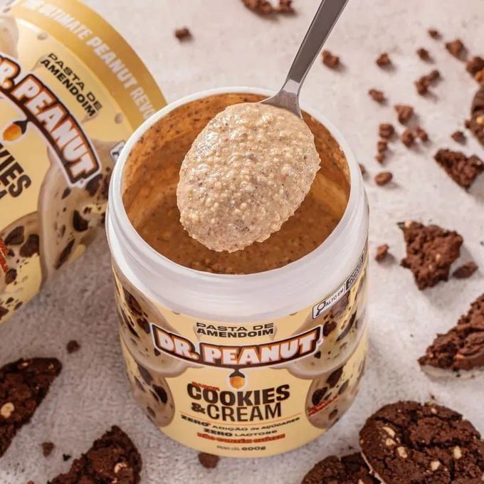 🥜 Pasta de Amendoim Dr Peanut sabor Cookies & Cream de 600g