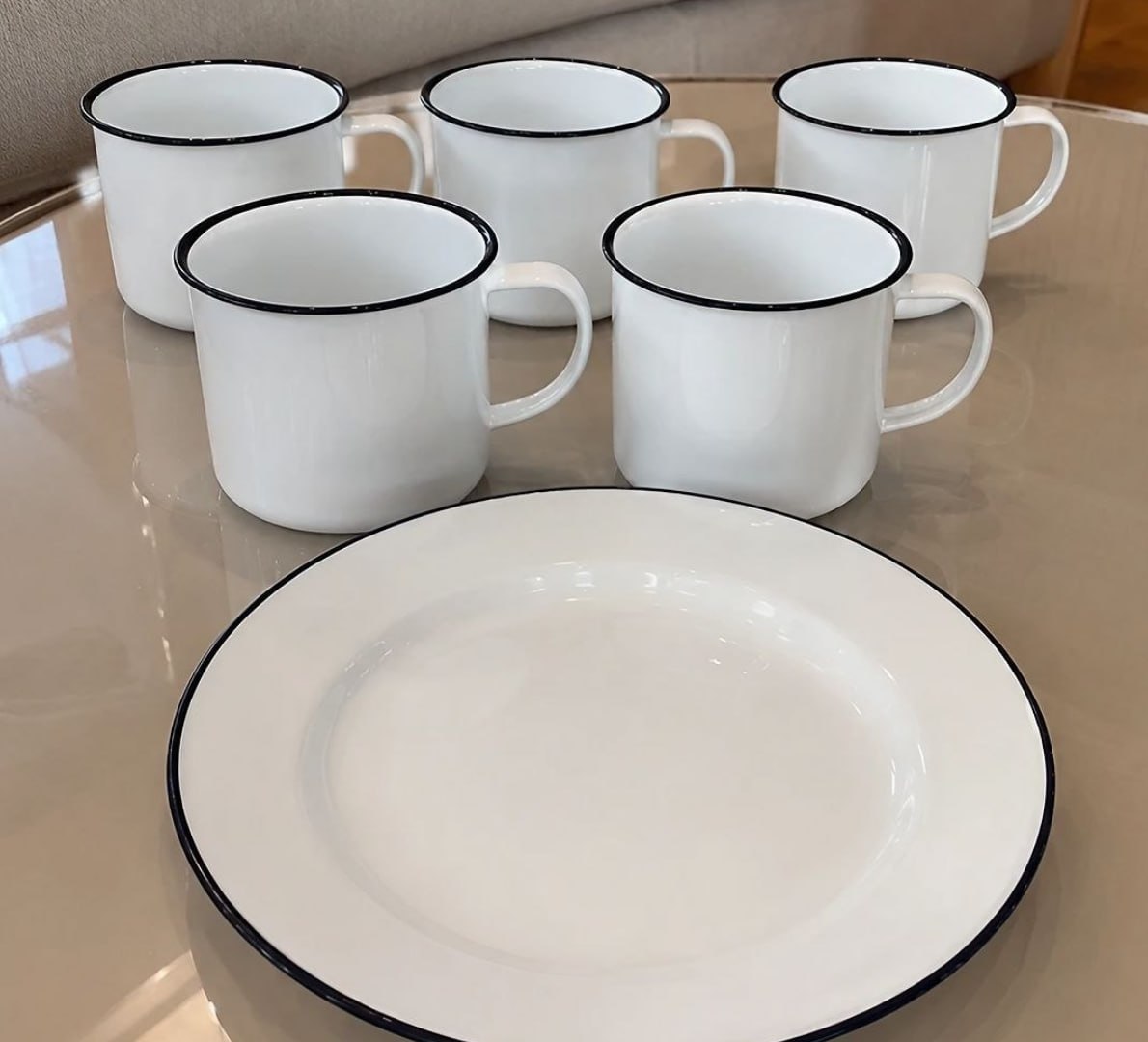 🍽 Kit 6 Pratos e 6 Canecas Esmaltados Alumínio Yazi