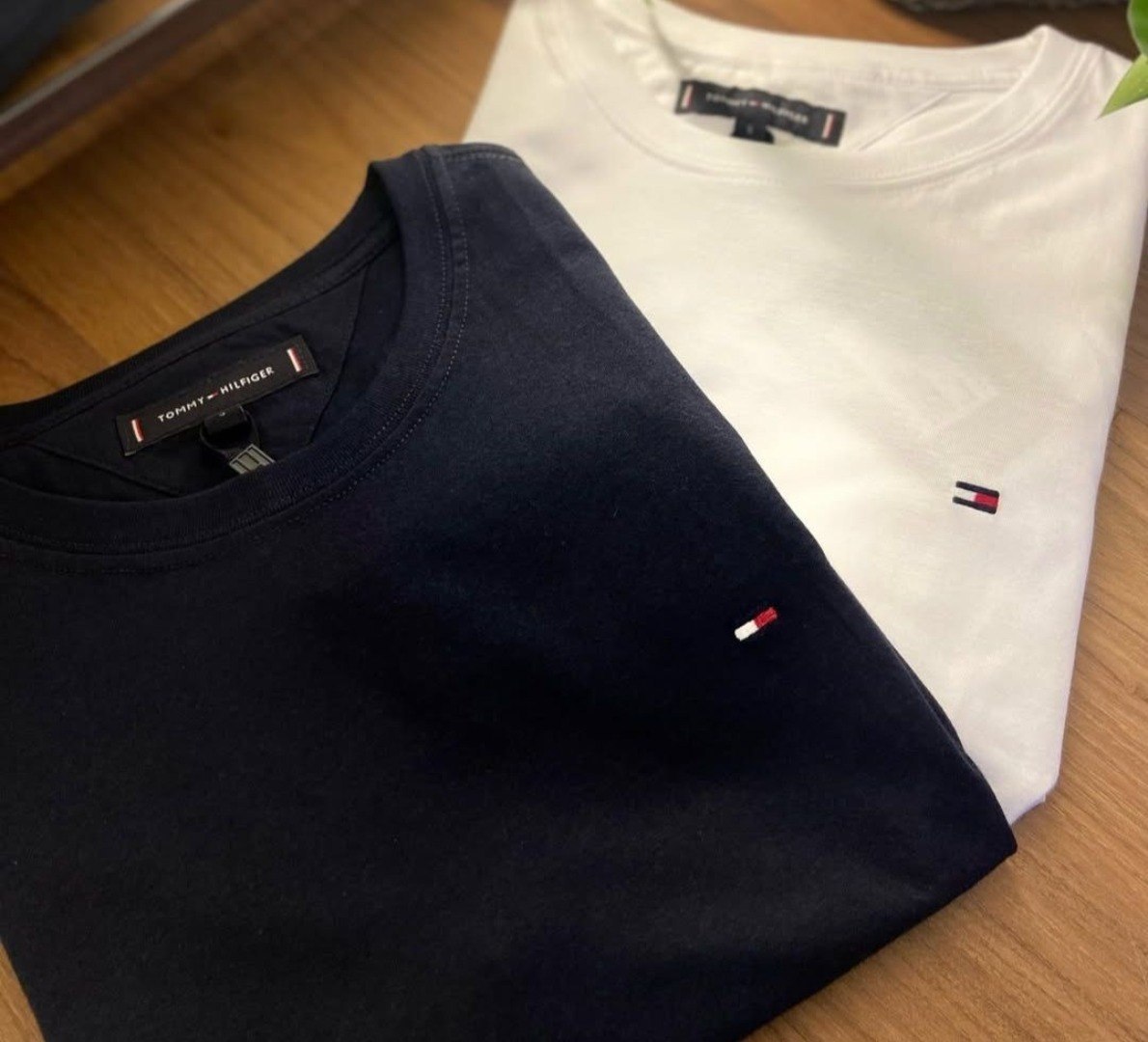 👕 Kit Camisetas Tommy Hilfiger Original-Preta/branca 2un