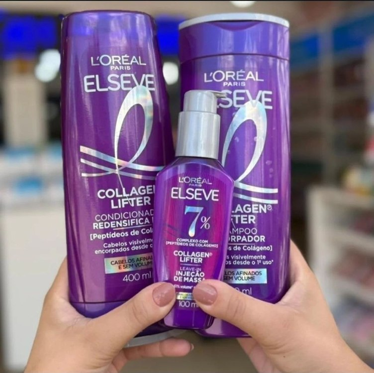🫧 Kit L'Oréal Paris Elseve Collagen Lifter: Shampoo + Condicionador + Sérum Leave-in