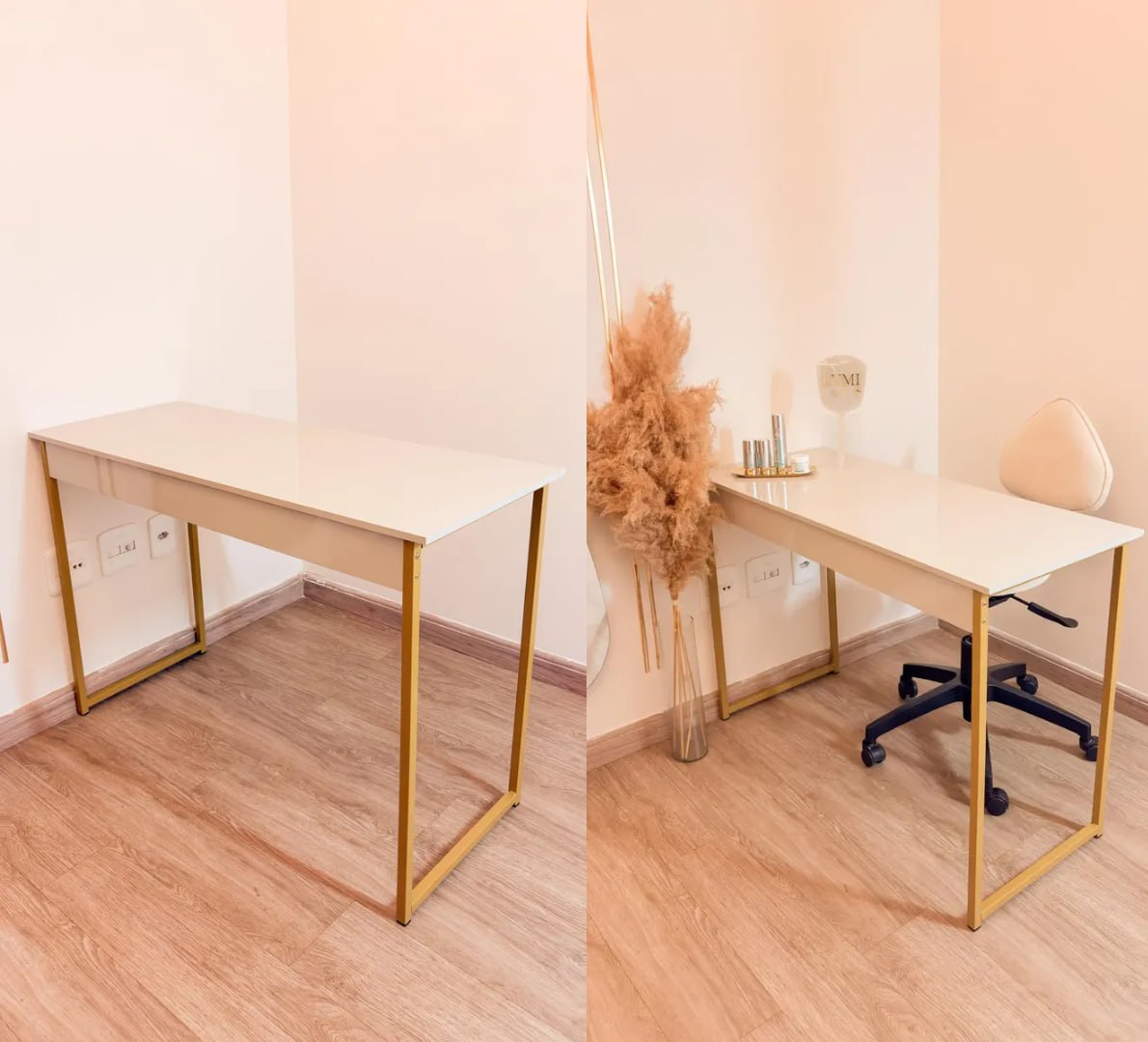 ✅ Mesa Escrivaninha Industrial 110cm Pés Aço
