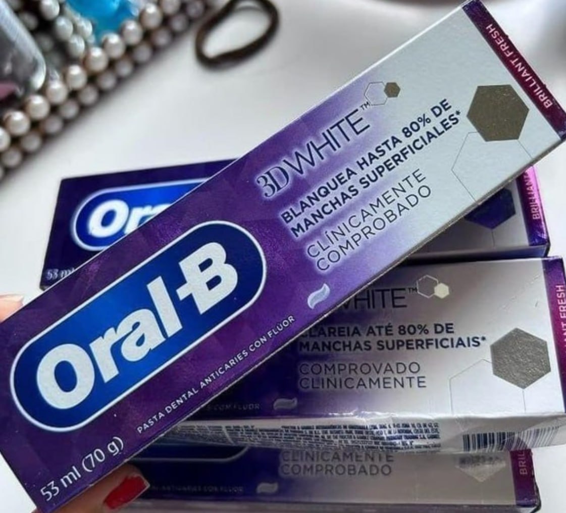 🦷 2x 3 Unid Oral-B Pasta de Dente 3D White Brilliant Fresh