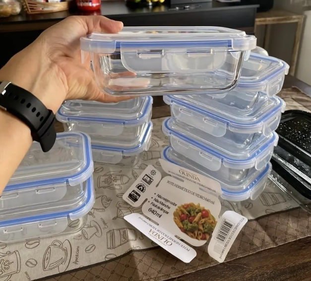 ✅ Kit 10 Potes Herméticos Vidro 640ml Starhouse