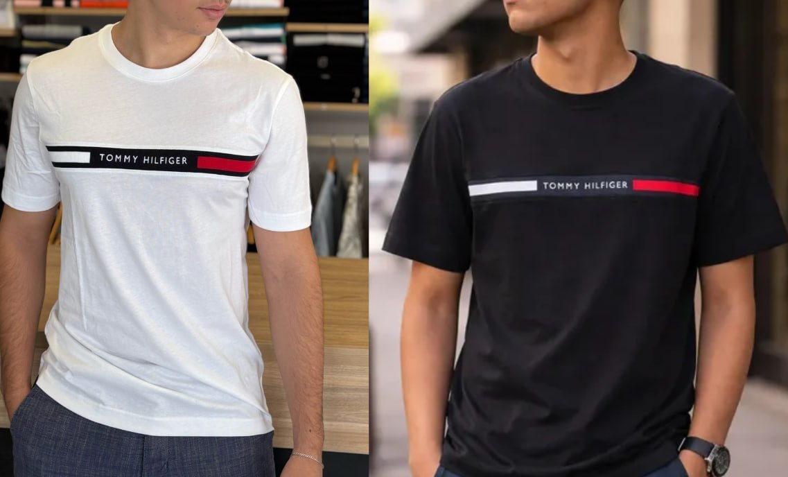 👕 Kit Camisetas Tommy Hilfiger Chest Insert Branca/preta