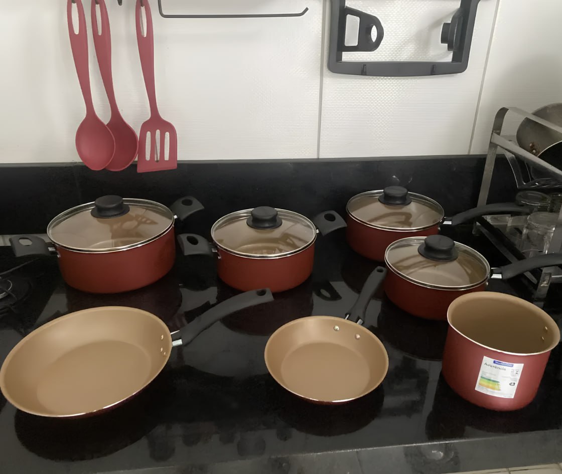 🍳 Jogo de Utensílios de Cozinha Tramontina Vermelho Turim de 10 Peças