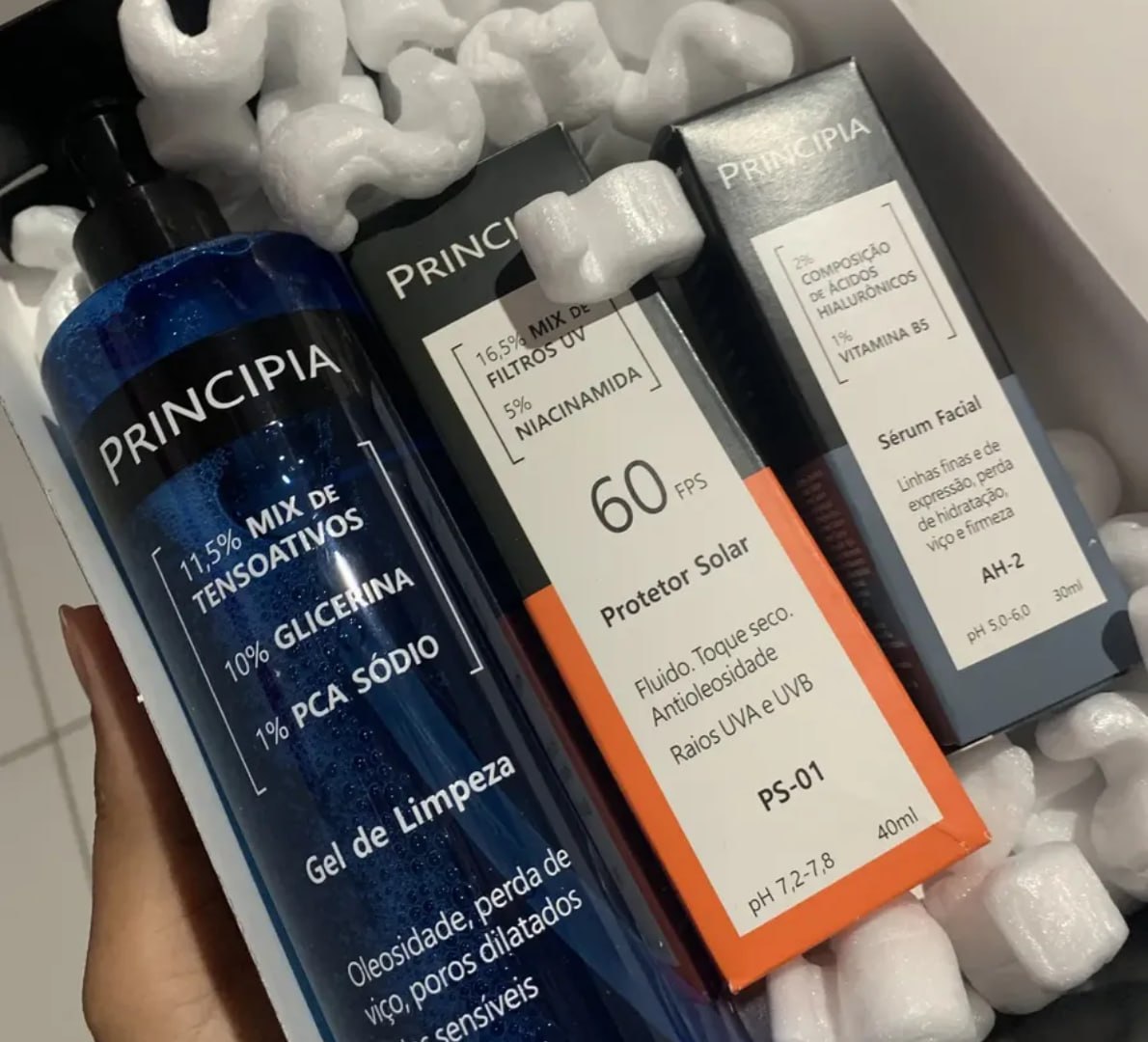 🫧 Kit Principia com 3 Itens (Protetor + Gel de limpeza + Sérum)