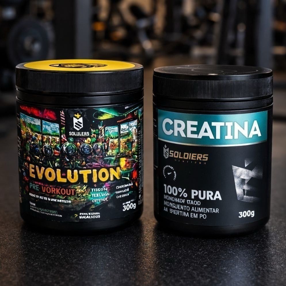 💪 1 Creatina 300g +1 Evolution 300g - Soldiers Nutrition (3 Sabores)