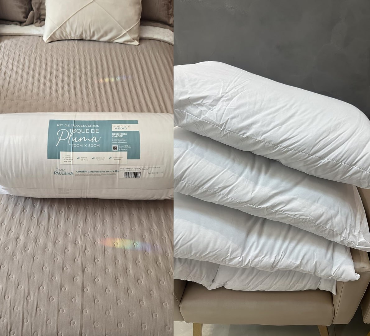 🛏 Travesseiro Toque de Pluma 180 Fios 50x70cm