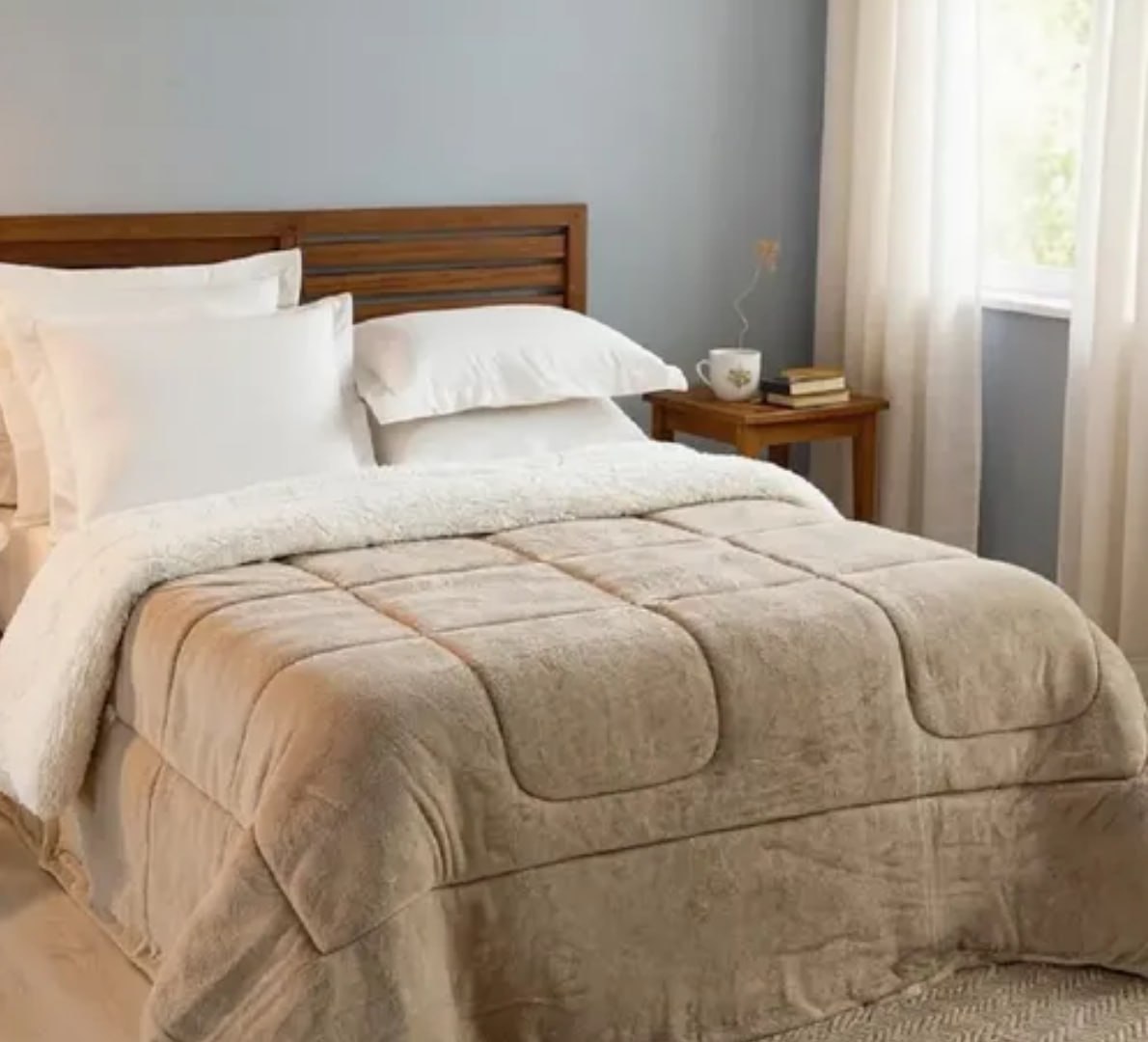 🛏 Coberdrom Casal Queen Lã- Cor Cáqui