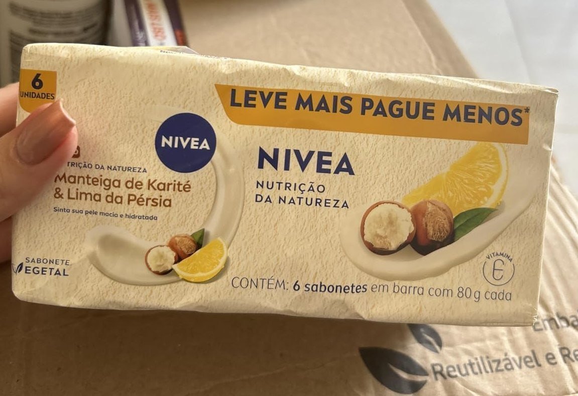 🧼 NIVEA Sabonete Vegetal Nutrição da Natureza Manteiga Karité & Lima da Pérsia 80g (6 un.)