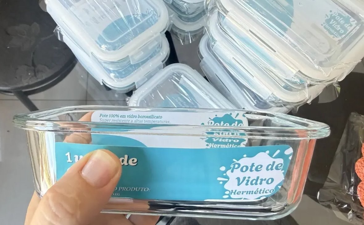 ✅ Kit 10 Potes Herméticos Vidro Aristus 640ml
