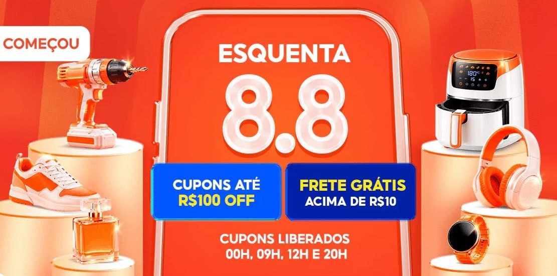 🚨 CUPONS SHOPEE ESQUENTA 8 DO 8 RENOVADOS 🚨