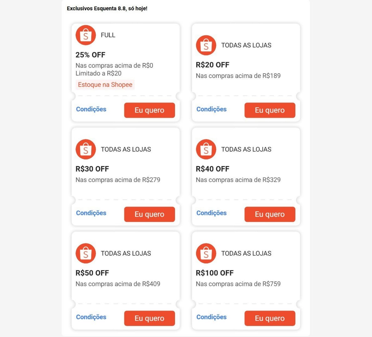 🚨 ESQUENTA 8.8 SHOPEE 🆕