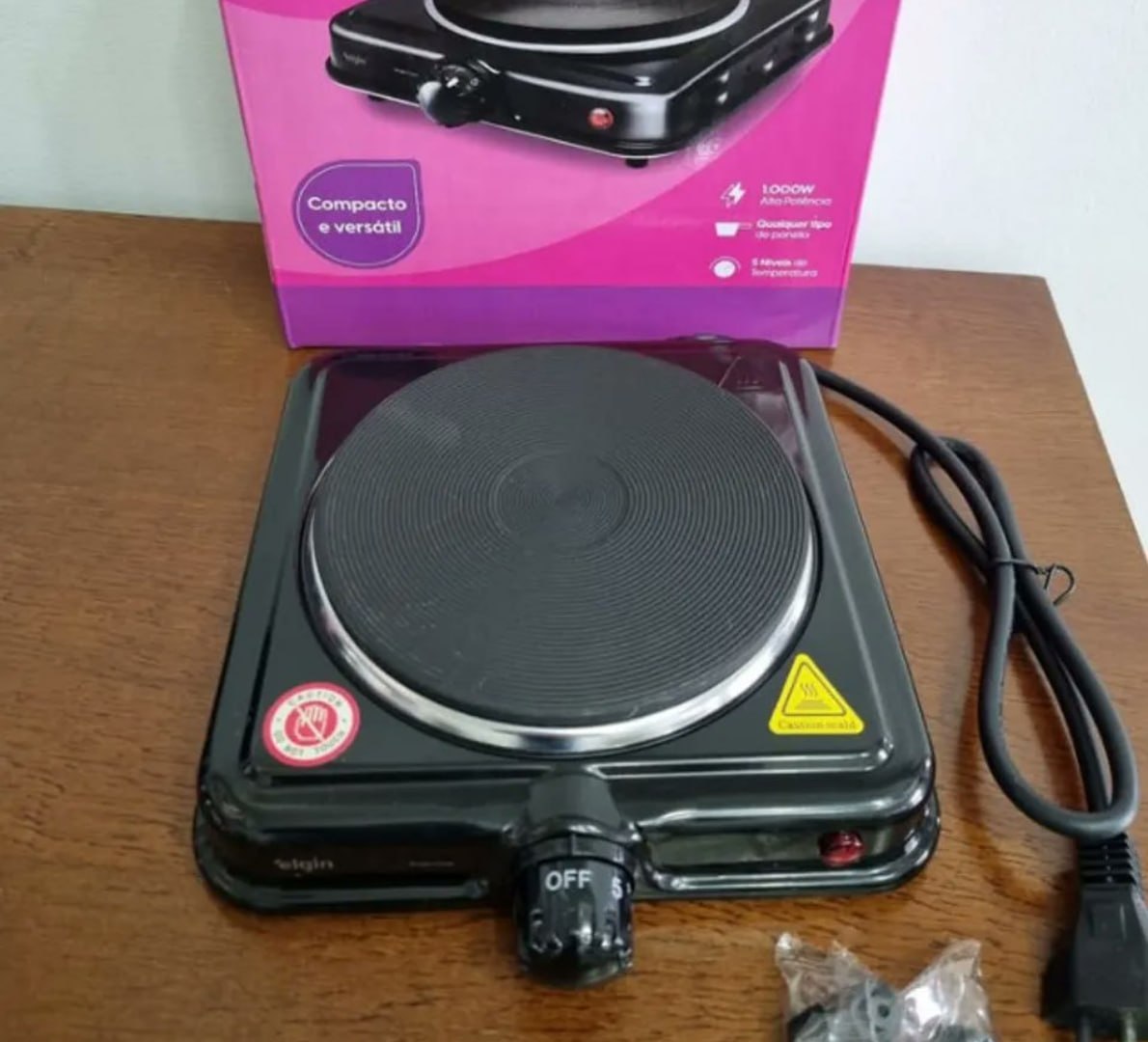 ✅ Fogão Elétrico Portátil Cooktop Elgin 1 Boca - 220V