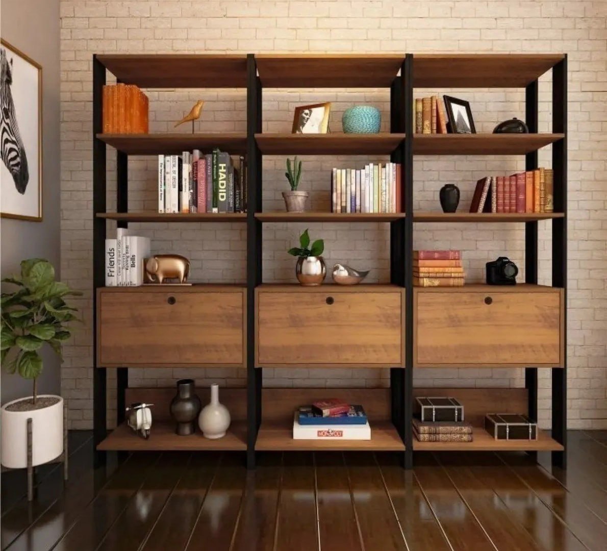 ✅ Conjunto 3 Estantes para Livros Industrial
