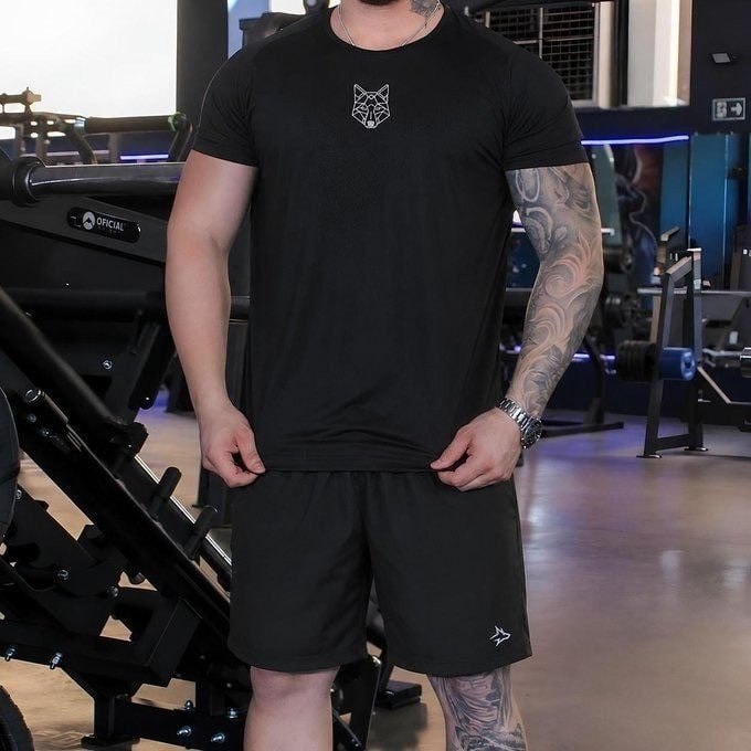 💪 Kit Bermuda Lobo+camiseta Lobo Dry Fitness Academia Alpha