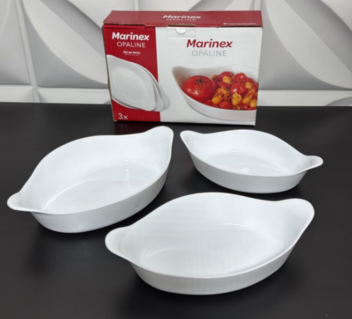 ✅ Marinex Conjunto de Assadeiras Oval Opaline 3 Peças
