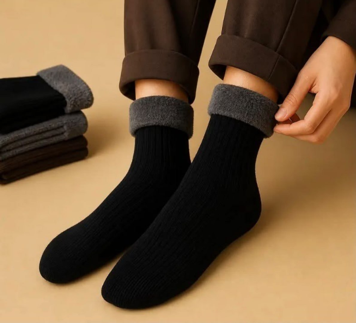 🧦 Kit com 6 Pares Meia Térmica Grossa Forrada