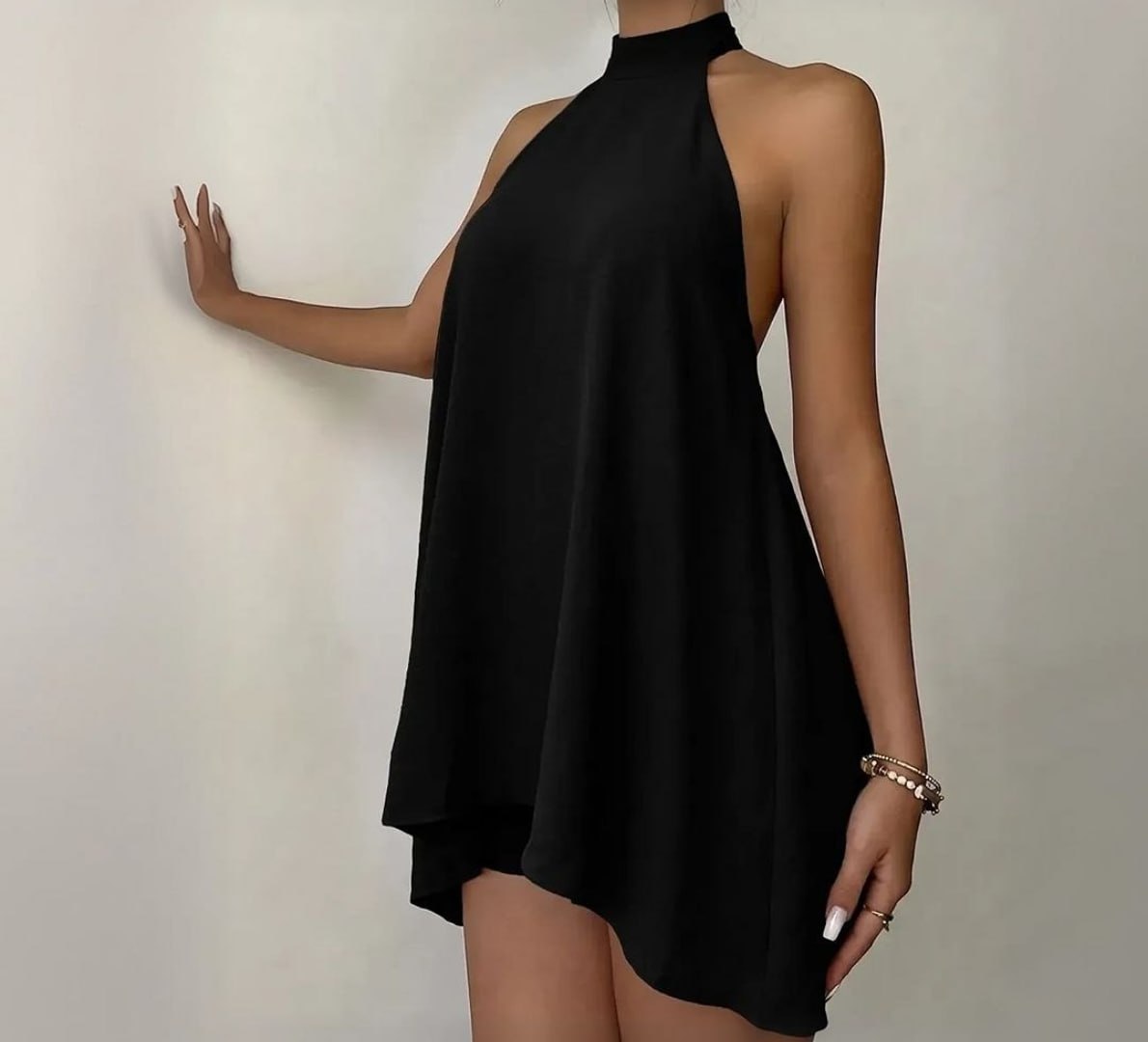 ✅ Vestido Curto Frente Única Soltinho Gola Alta (6 cores)