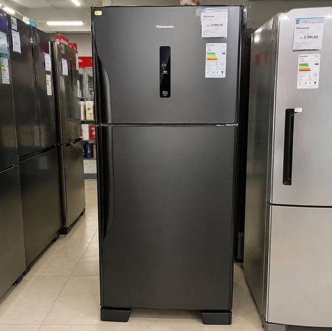 🧊 Geladeira Ideal Panasonic BT58 Frost Free Inverter 446L Black Inox Look