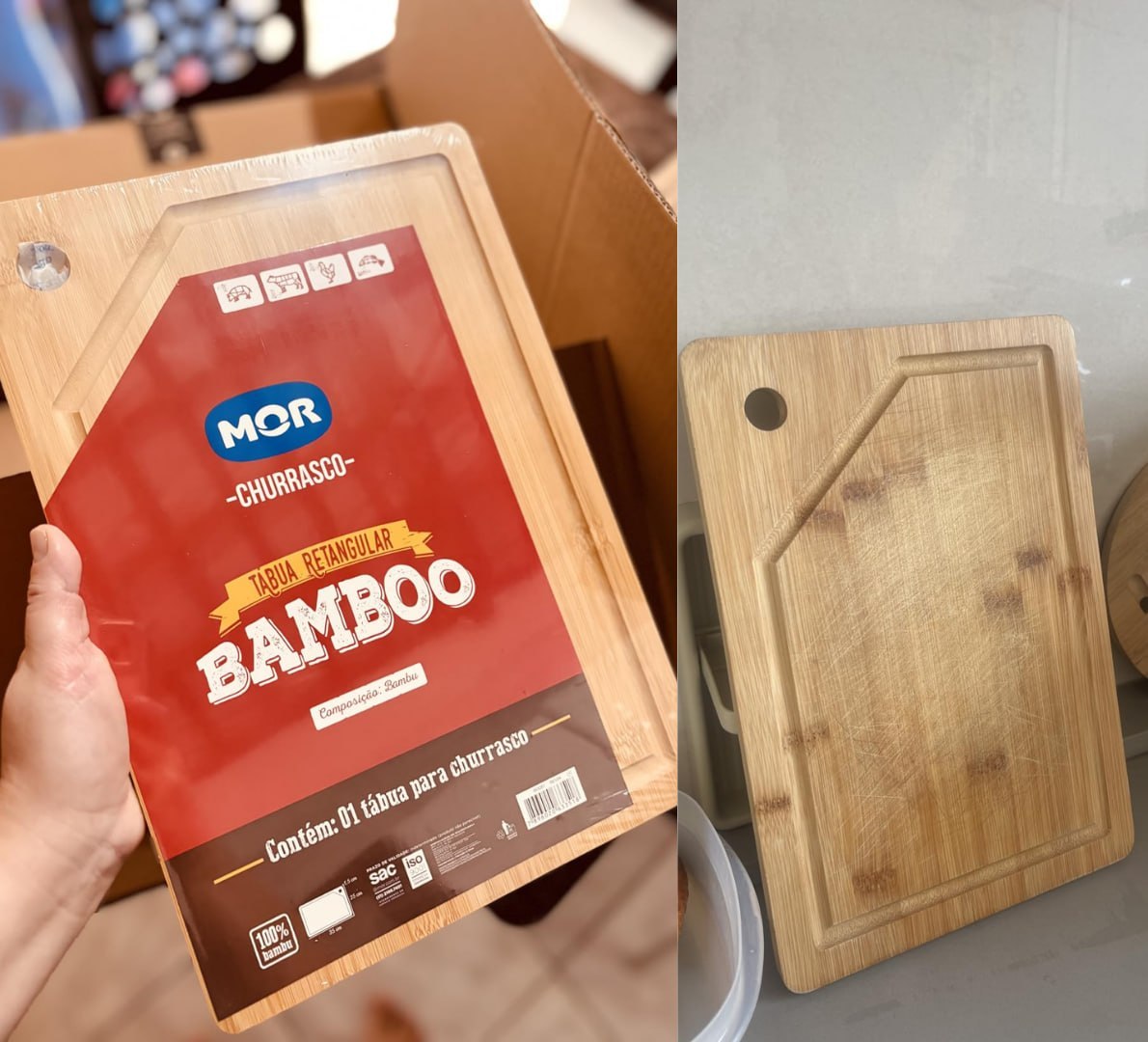 ✅ Tábua Retangular Mor Bamboo, 30cm x 20cm