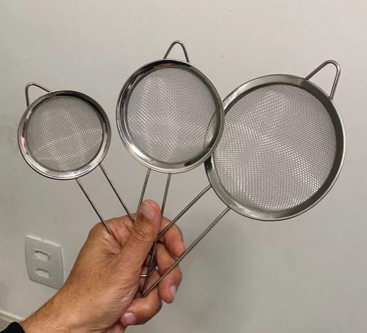 ✅ Kit 3 Peneiras Coador Aço Inoxidável