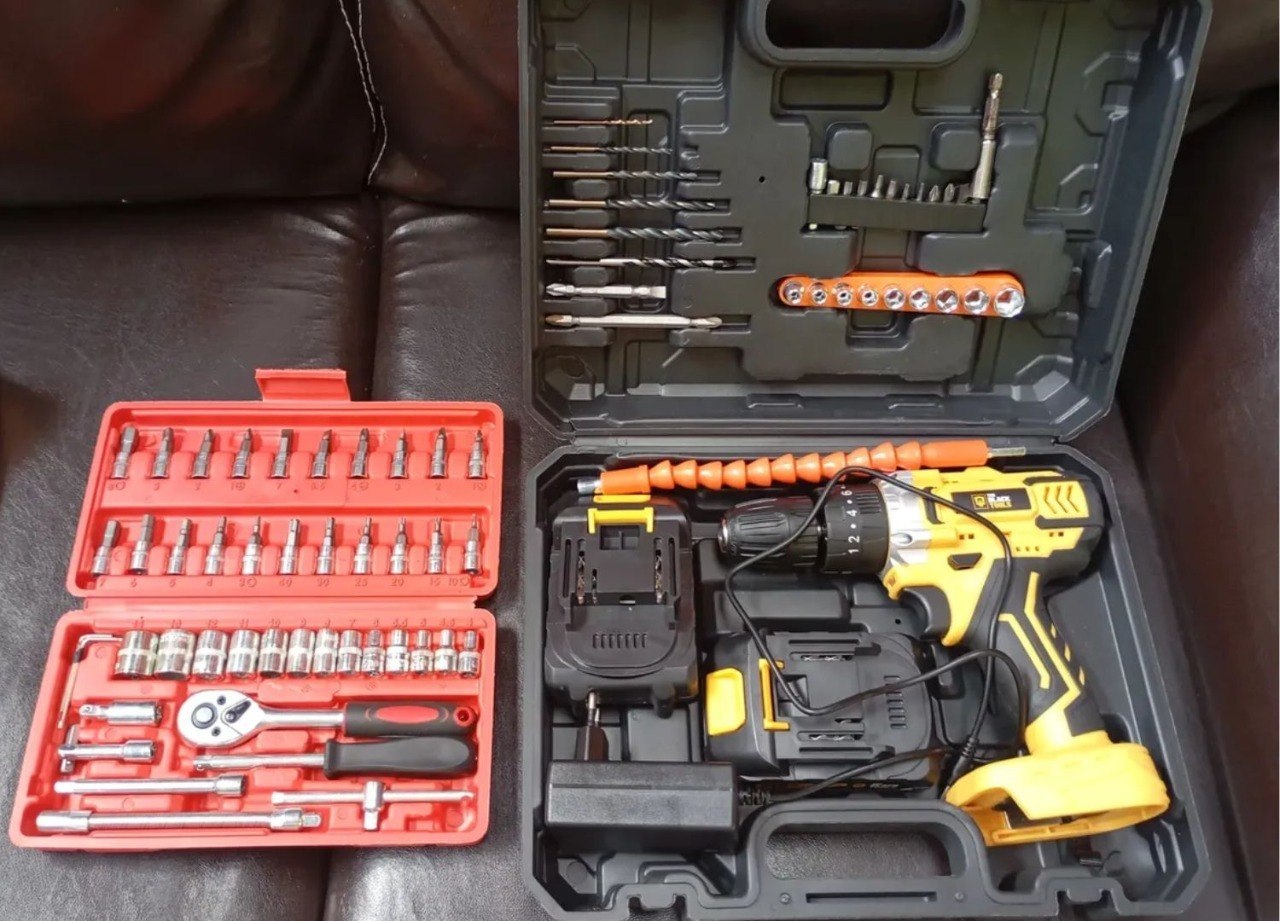 🪛 Furadeira Parafusadeira De Impacto 2 Baterias 21v + 46 Peças