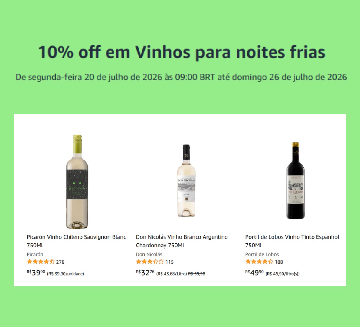 🎟️ 10% OFF em Vinhos para noites frias