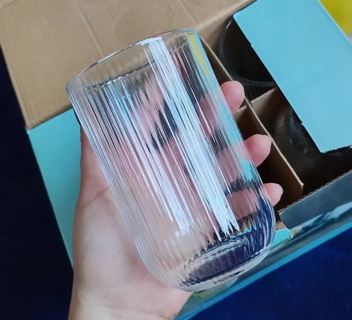 š„ Jogo com 6 Copos Vidro Canelado- 423ml