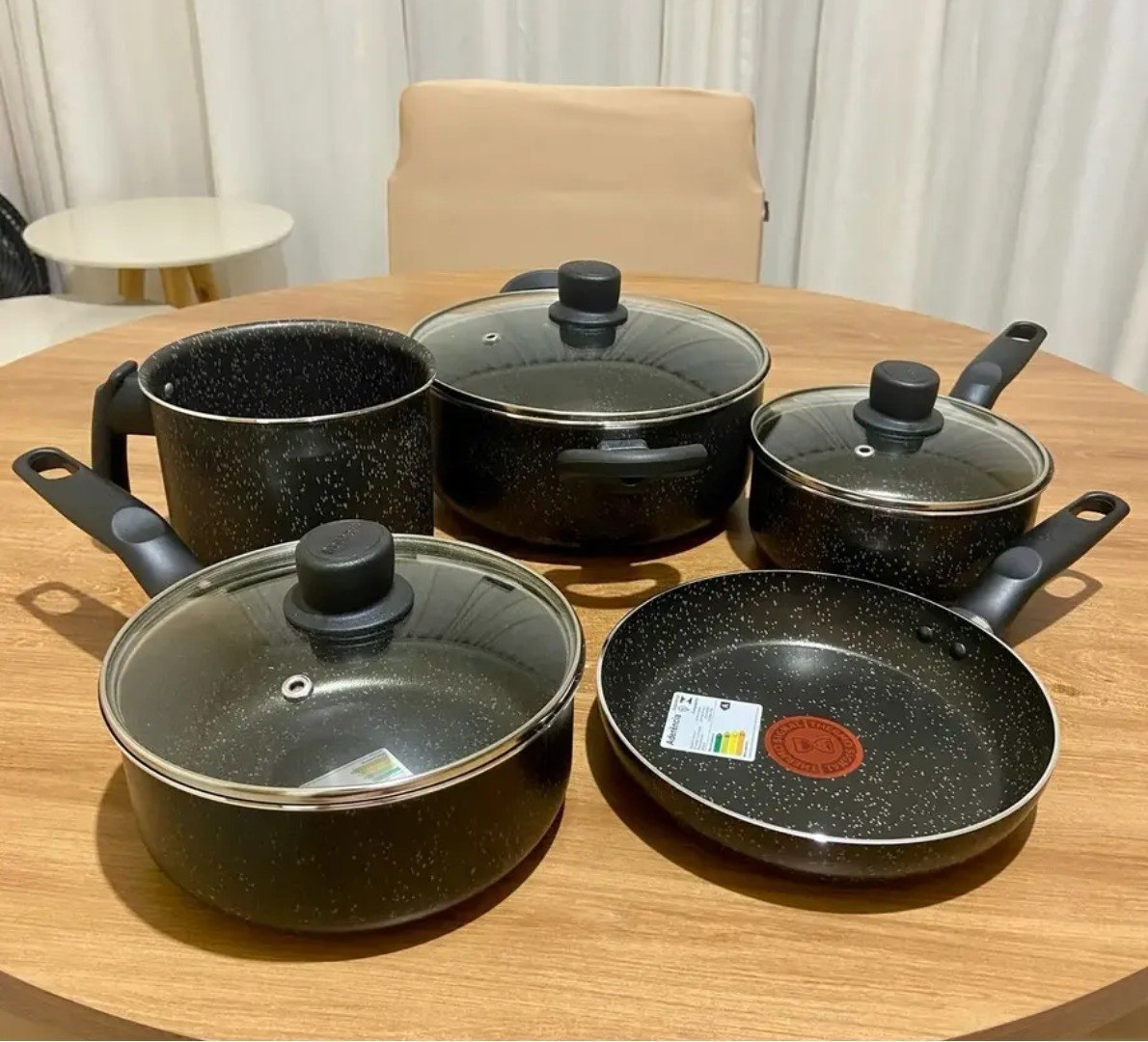 🫕 Jogo de Panelas Rochedo Stone Pro 5 peças-Preto