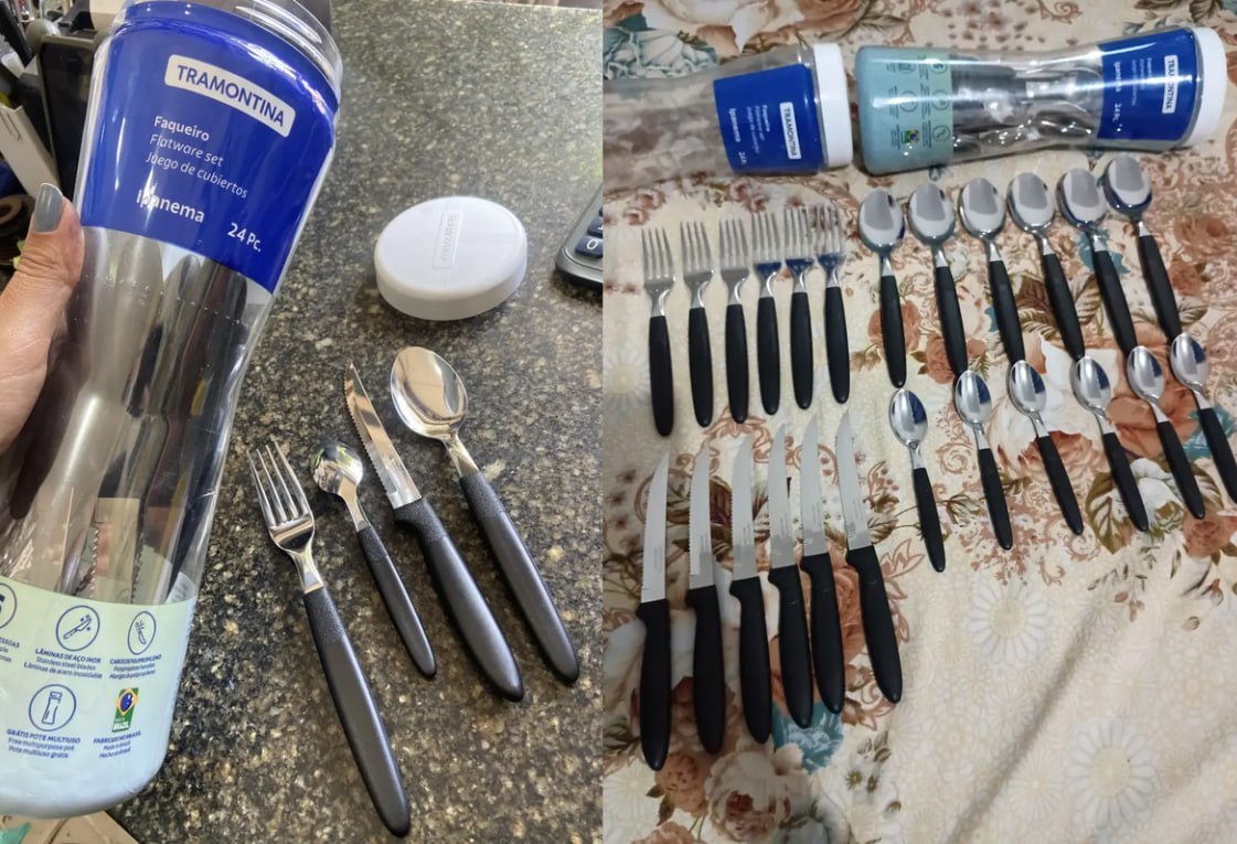 🍴 Faqueiro Ipanema Aço Inox E Cabo 24 Peças Preto Tramontina