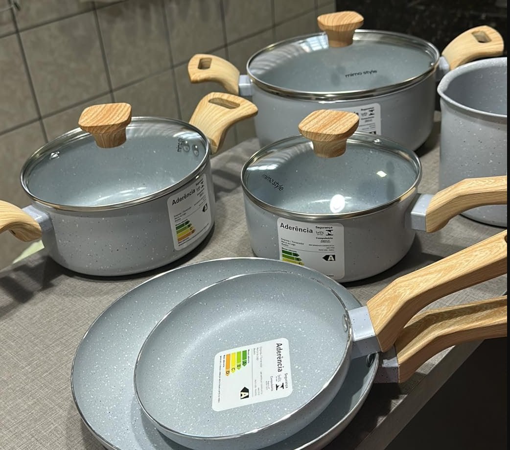 🍲 Conjunto de Panelas Antiaderente com Tampa 6 Peças Mimo Style