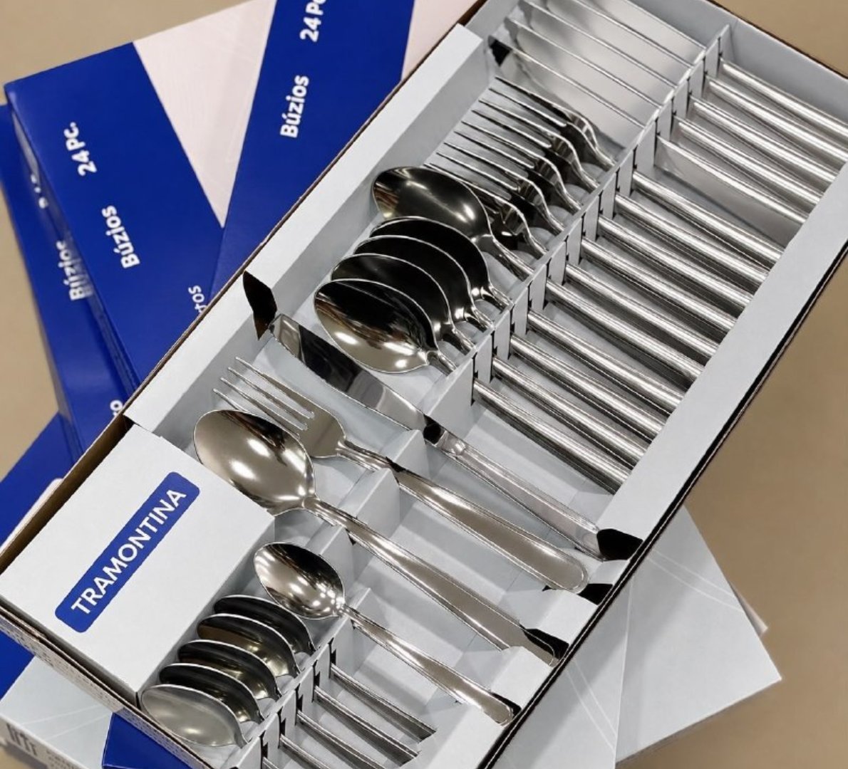 🍴 Jogo Talheres Faqueiro Búzios Aço Inox 24 Peças Tramontina