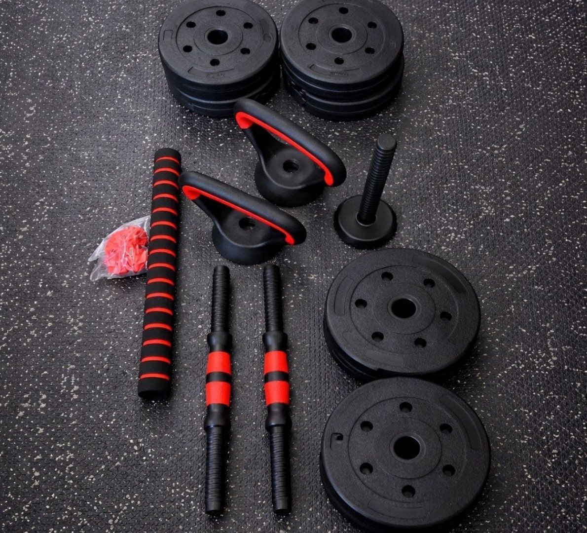 💪 Kit Halteres Barra E Anilhas Kettlebell Ajustáveis Peso-15kg
